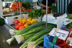 Wochenmarkt, Gemüse, Leer, Lauch, Paprika, Peperoni