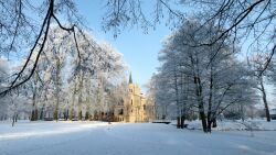 Evenburgpark, Schnee, Winter, Schloss